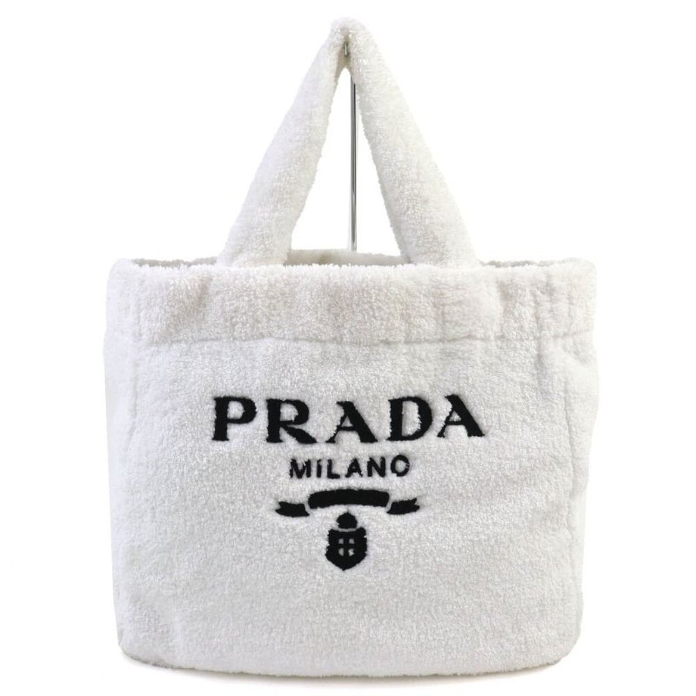 Prada 1 Bg130 Spugna Polyester Cowhide Triangle Logo Soft Terry Leta Ring Logo